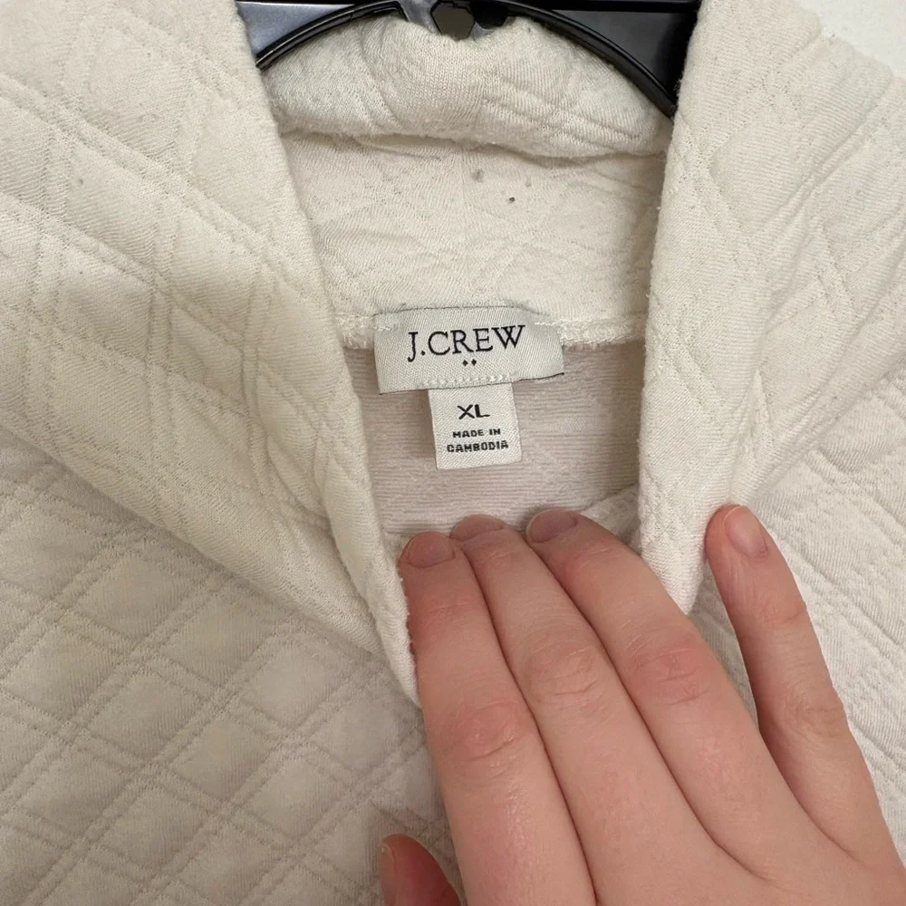 J. Crew Factory Quilted Mockneck Pullover Sweater Ivory XL BL249